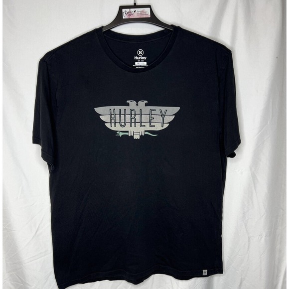 Hurley Graphic‎ T-Shirt Adult Black 100% Cotton Eagle w/ snake Print Size XL - Picture 1 of 6